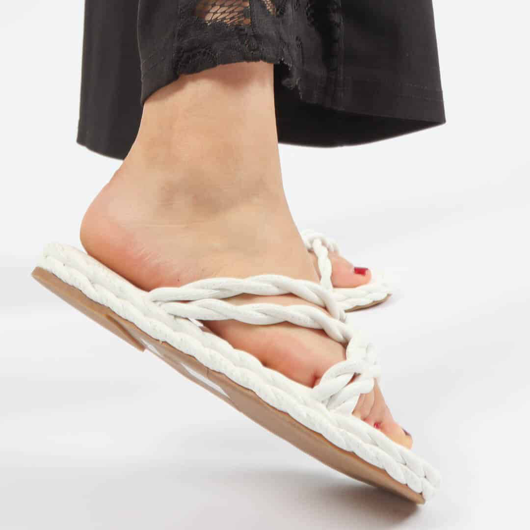 Woven - Sandales plates en Blanc.