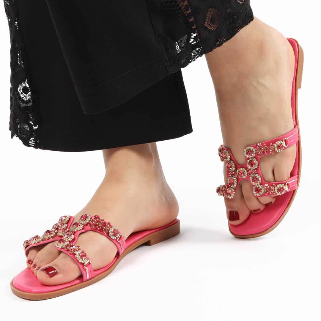 Plume - Sandales plates en Fuchsia.