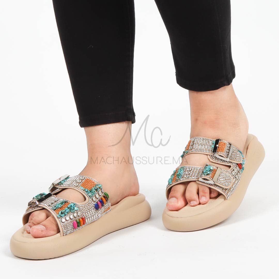 Petunia – Sandales à plateforme en Beige.