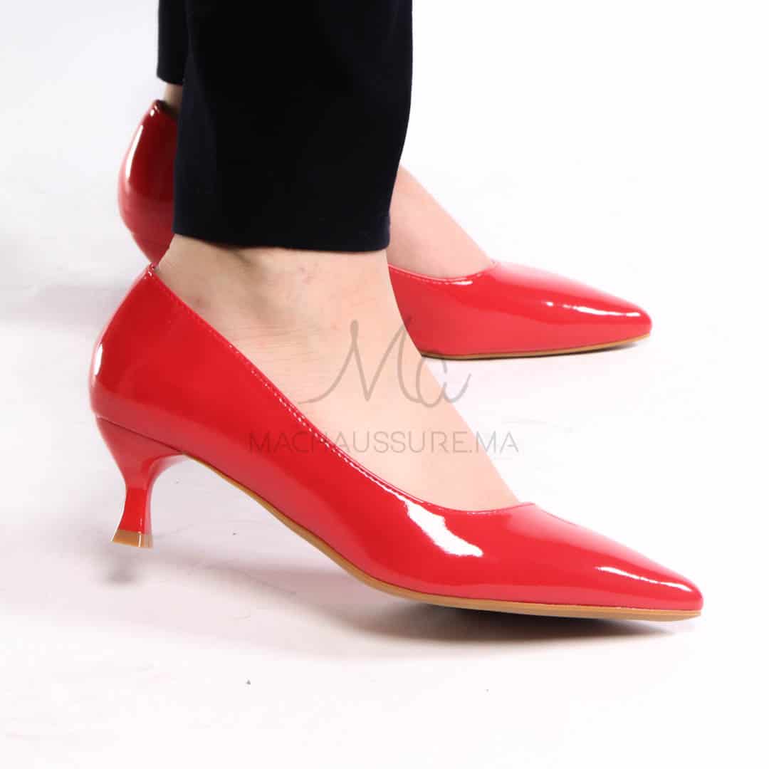 RACHA – Escarpin demi talon en Rouge.