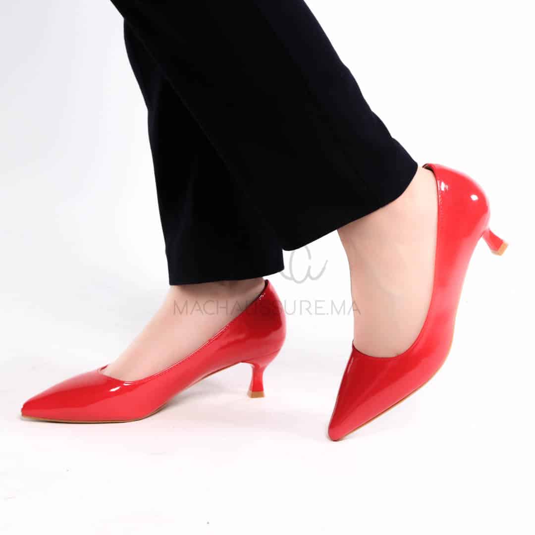 RACHA – Escarpin demi talon en Rouge.