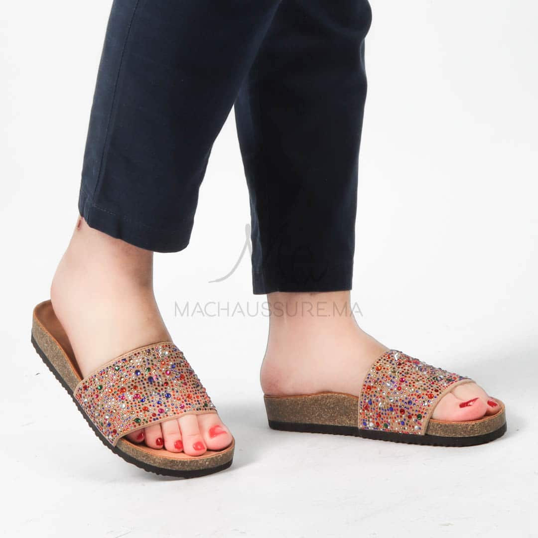 Topaze - Sandales plates en Kaki.