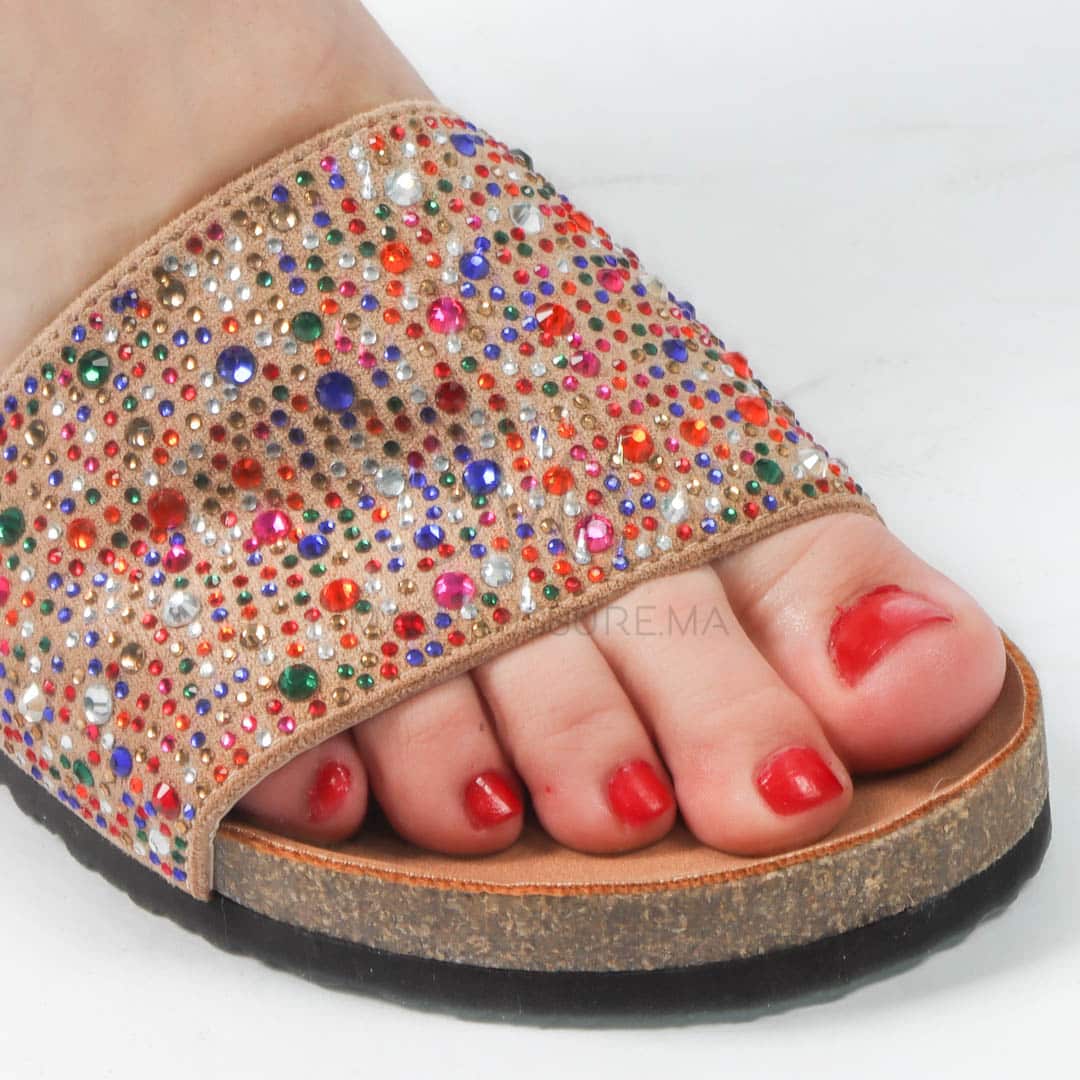 Topaze - Sandales plates en Kaki.
