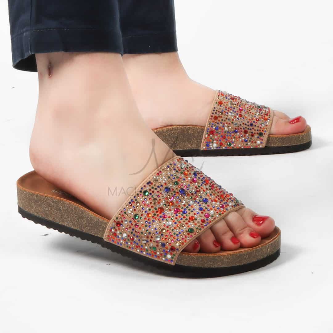 Topaze - Sandales plates en Kaki.