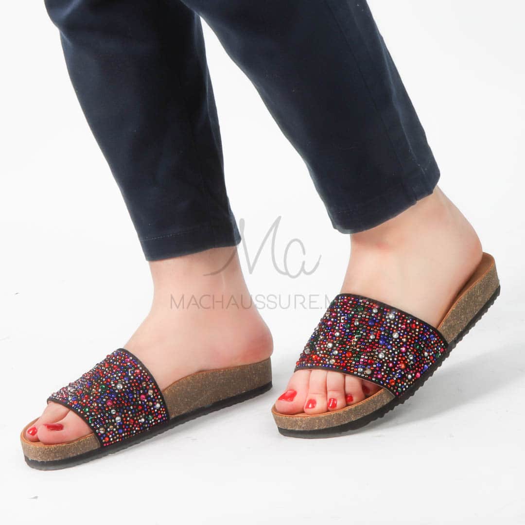 Topaze - Sandales plates en Multicolore.