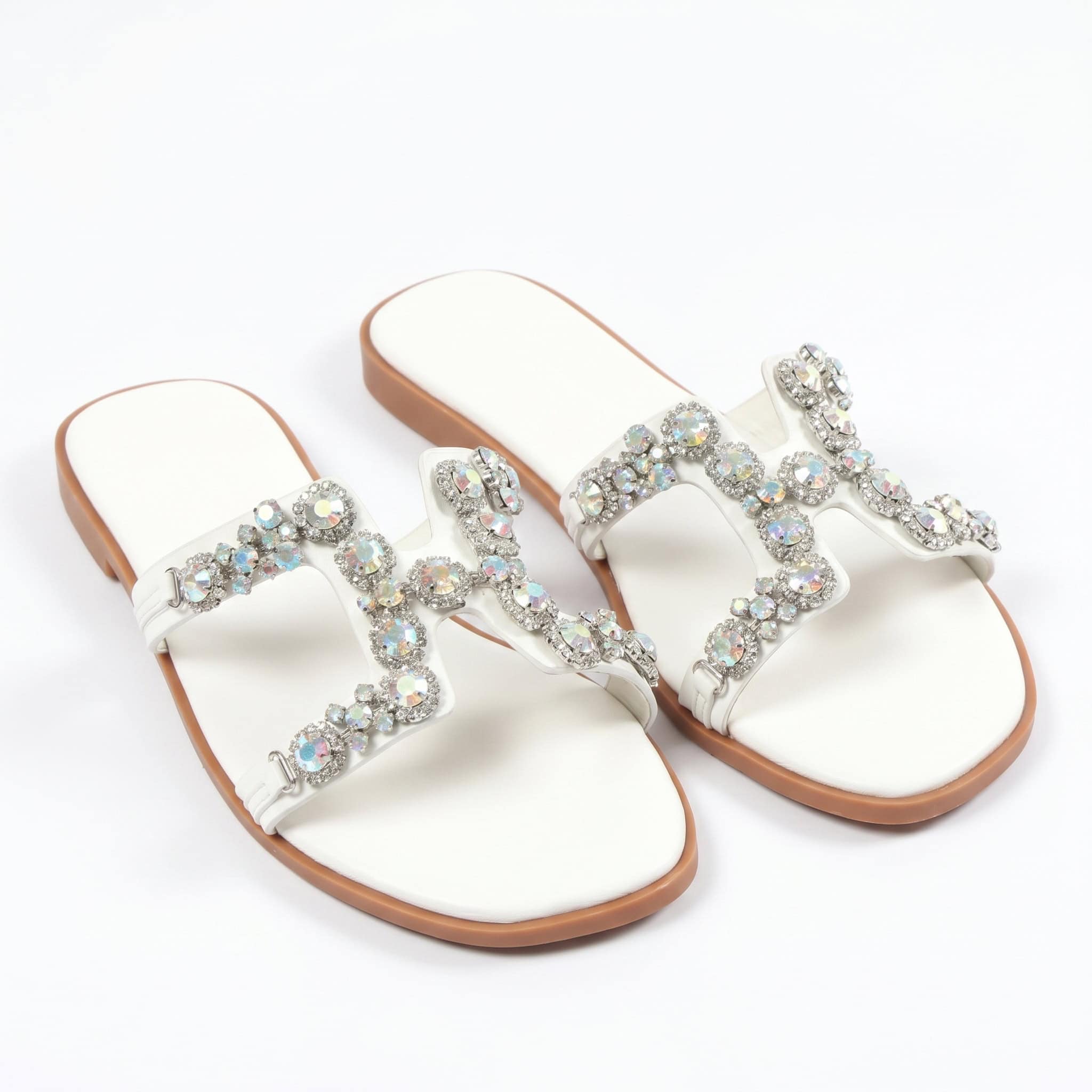 Plume - Sandales plates en Blanc.