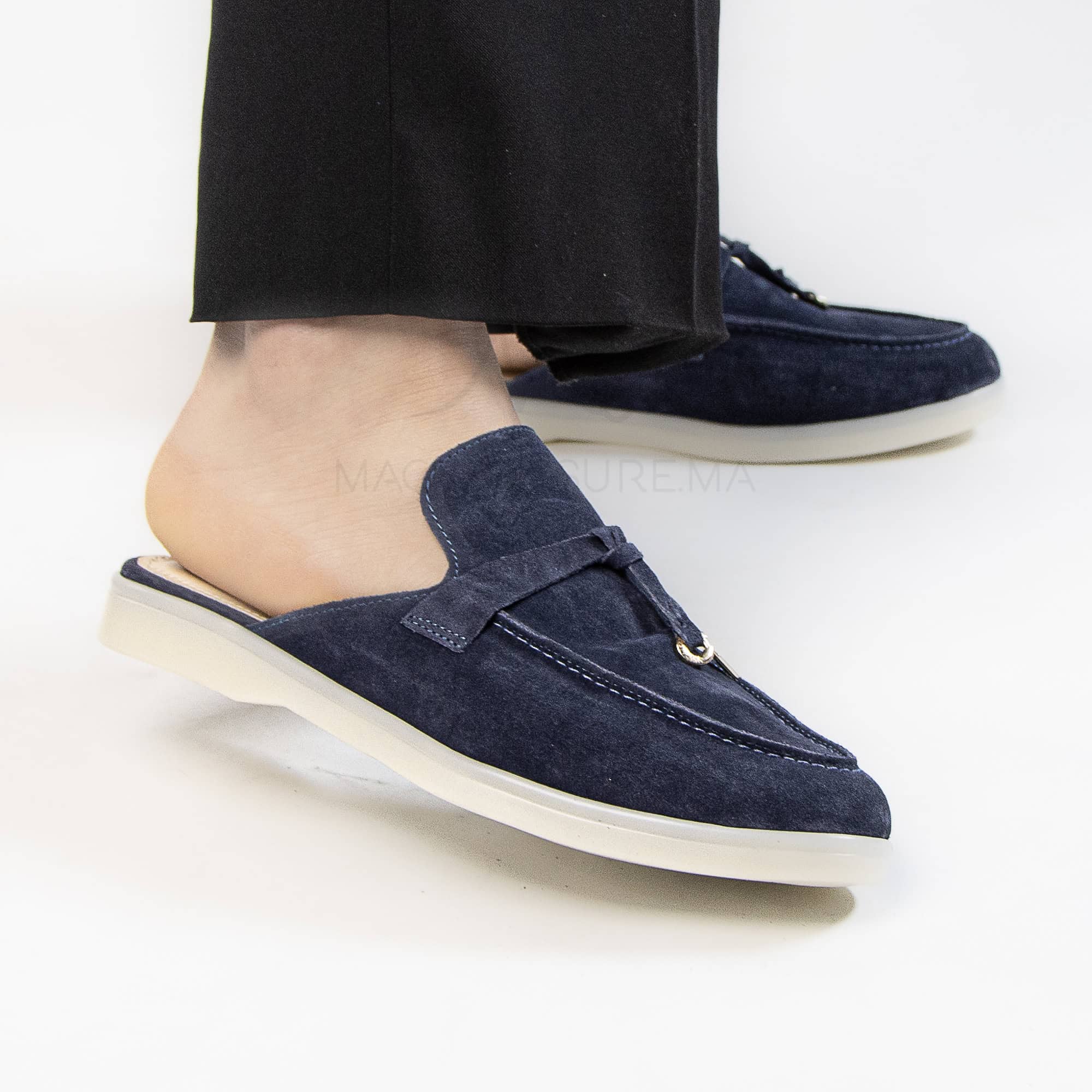 Trend – Mules Femmes en Daim Bleu.