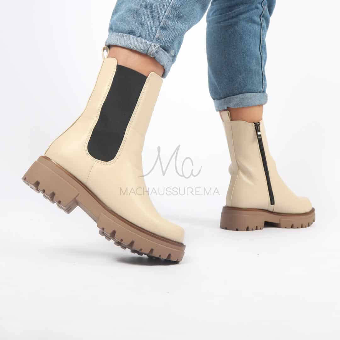 OTILYA - Bottines en Blanc cassé.
