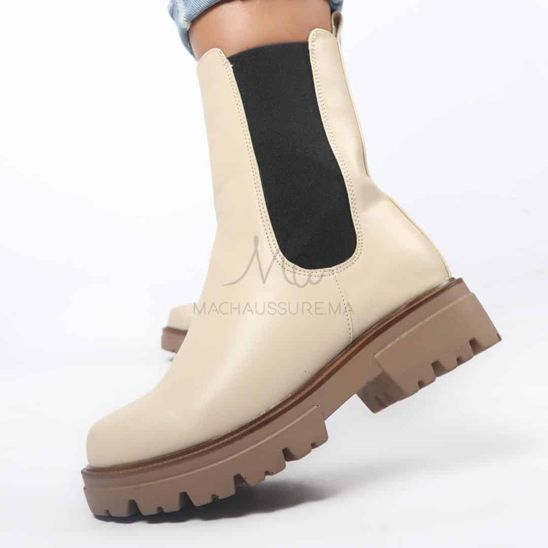 OTILYA - Bottines en Blanc cassé.