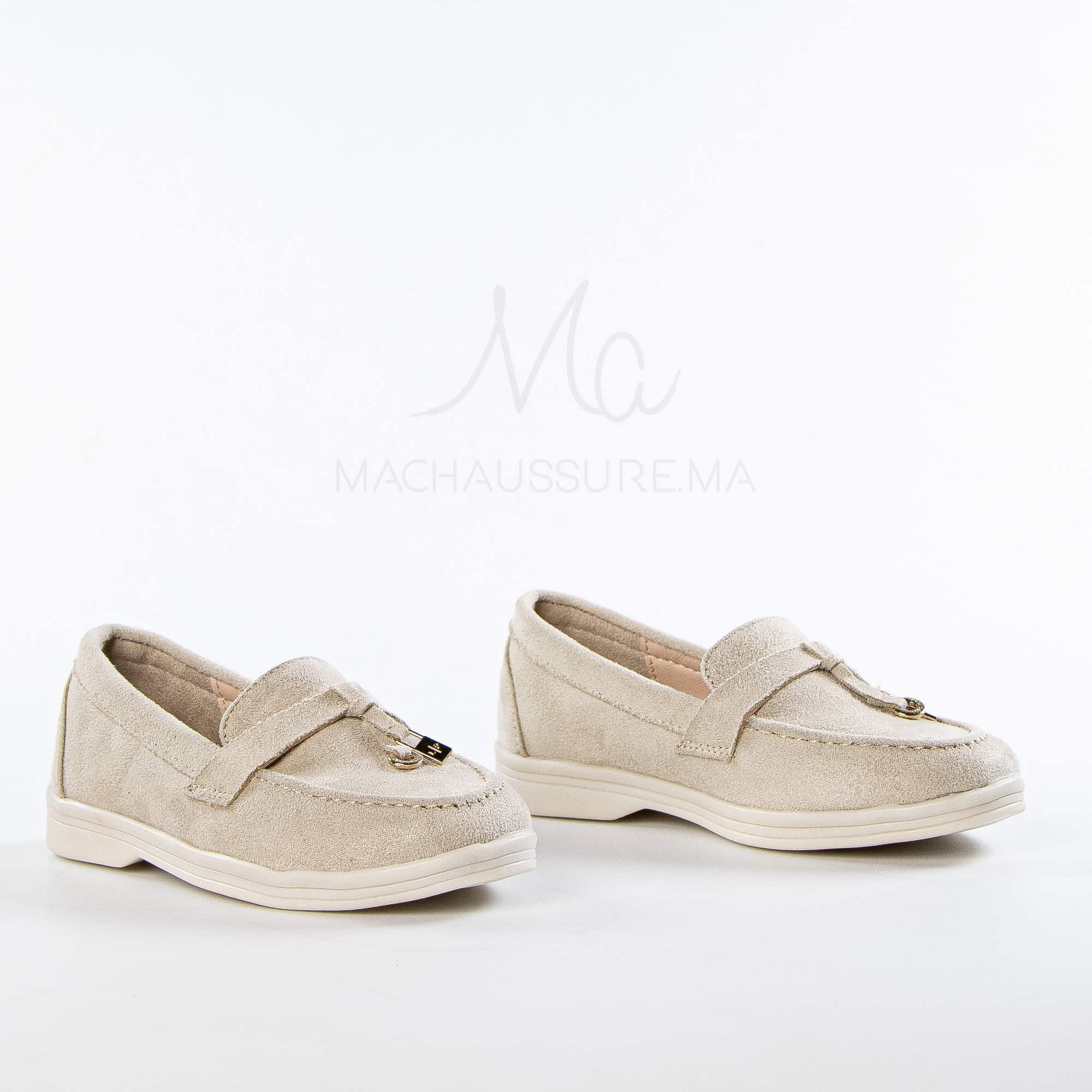 Opaline – Mocassins Fille en Beige.