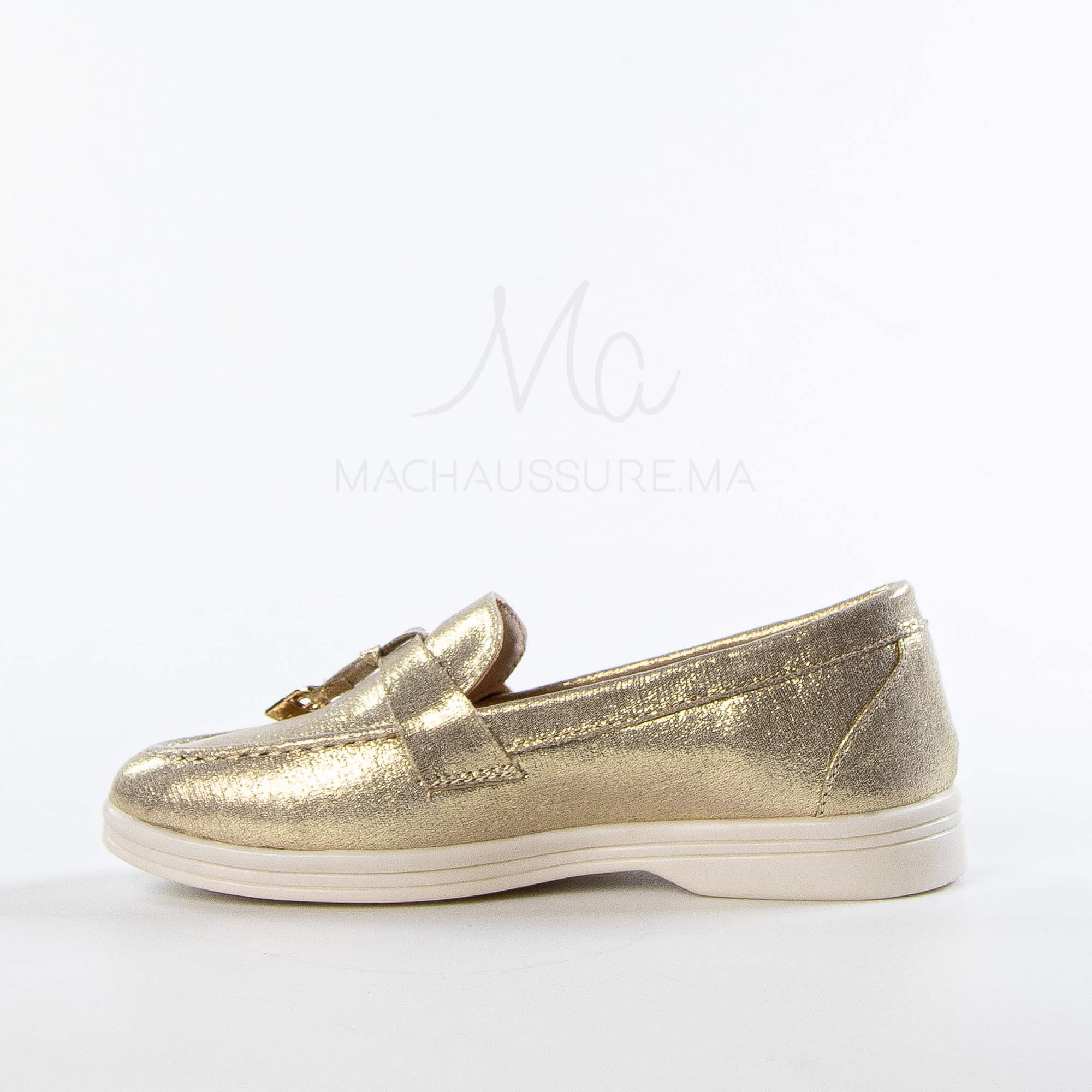 Opaline – Mocassins Fille en Doré.