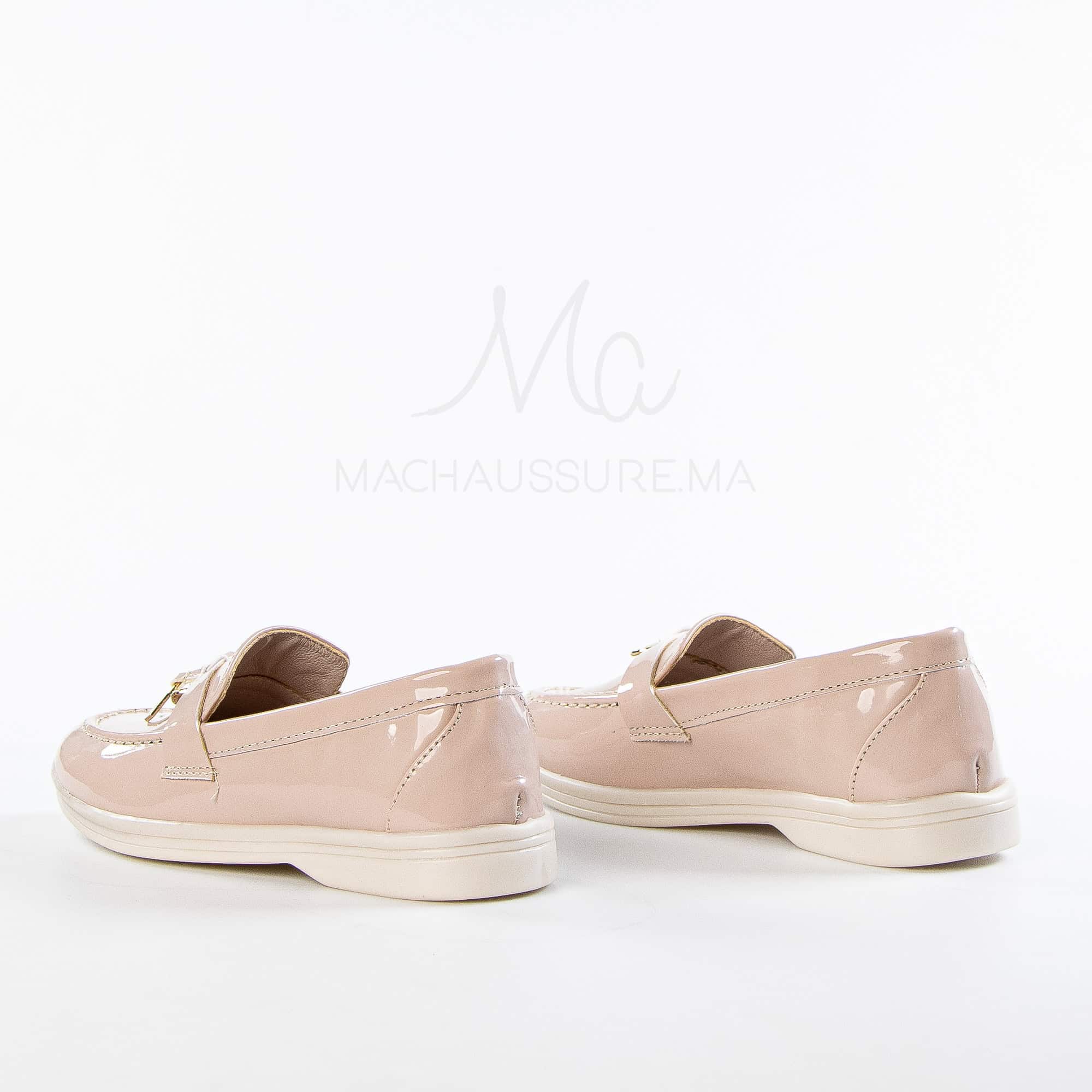 Opaline – Mocassins Fille en Vernis Rose.