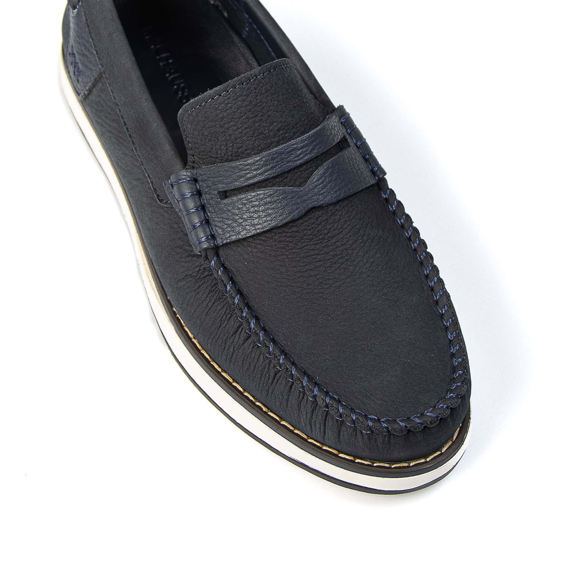 MAJD - Mocassins 100 % Daim Bleu.