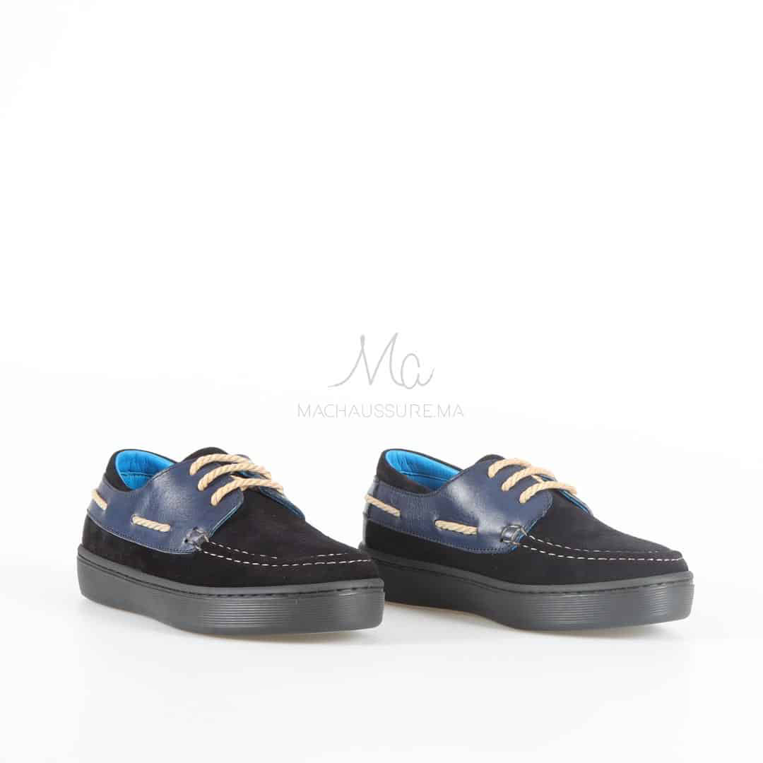 JERSEY - Mocassins en Daim Enfant en Bleu.