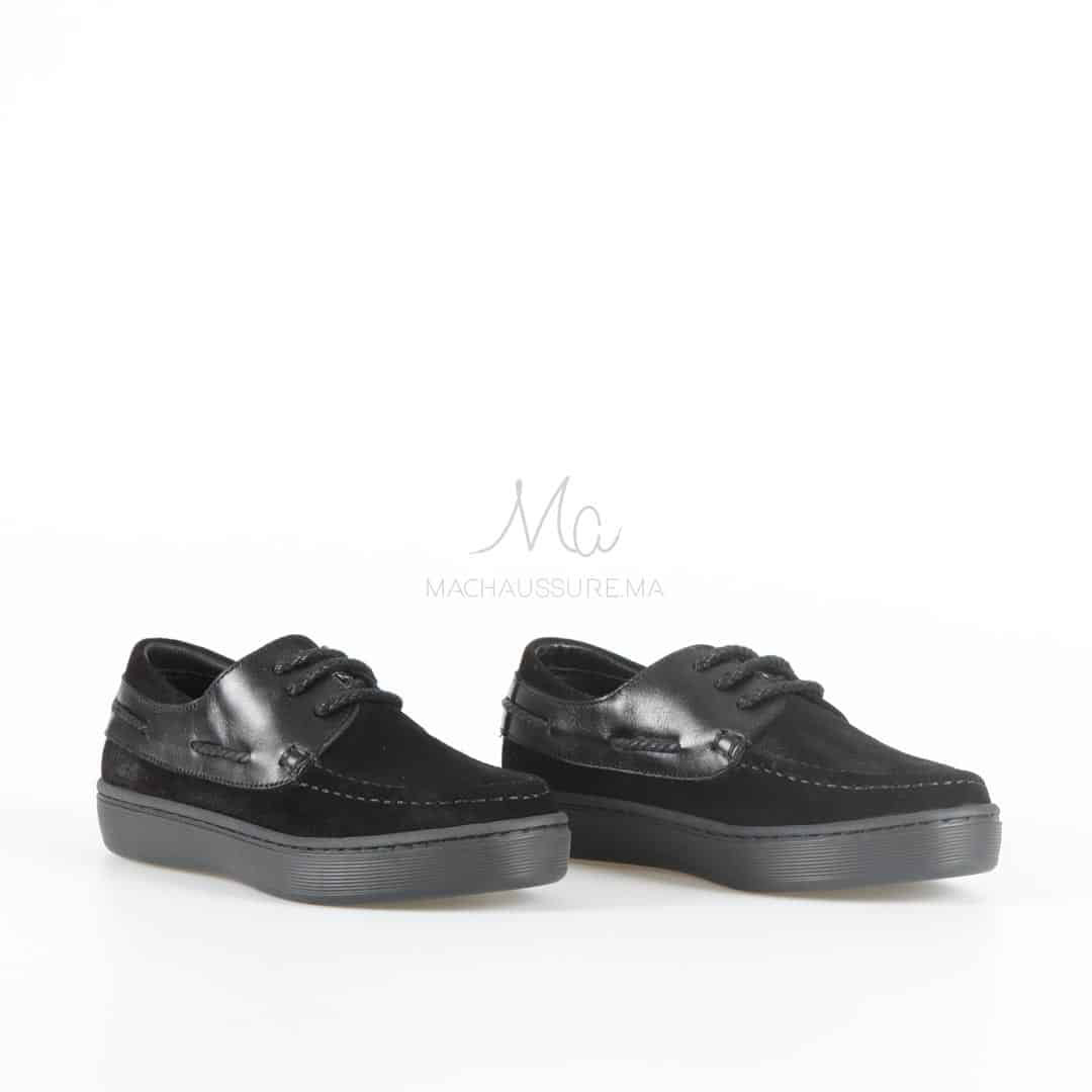 JERSEY - Mocassins en Daim Enfant en Noir.