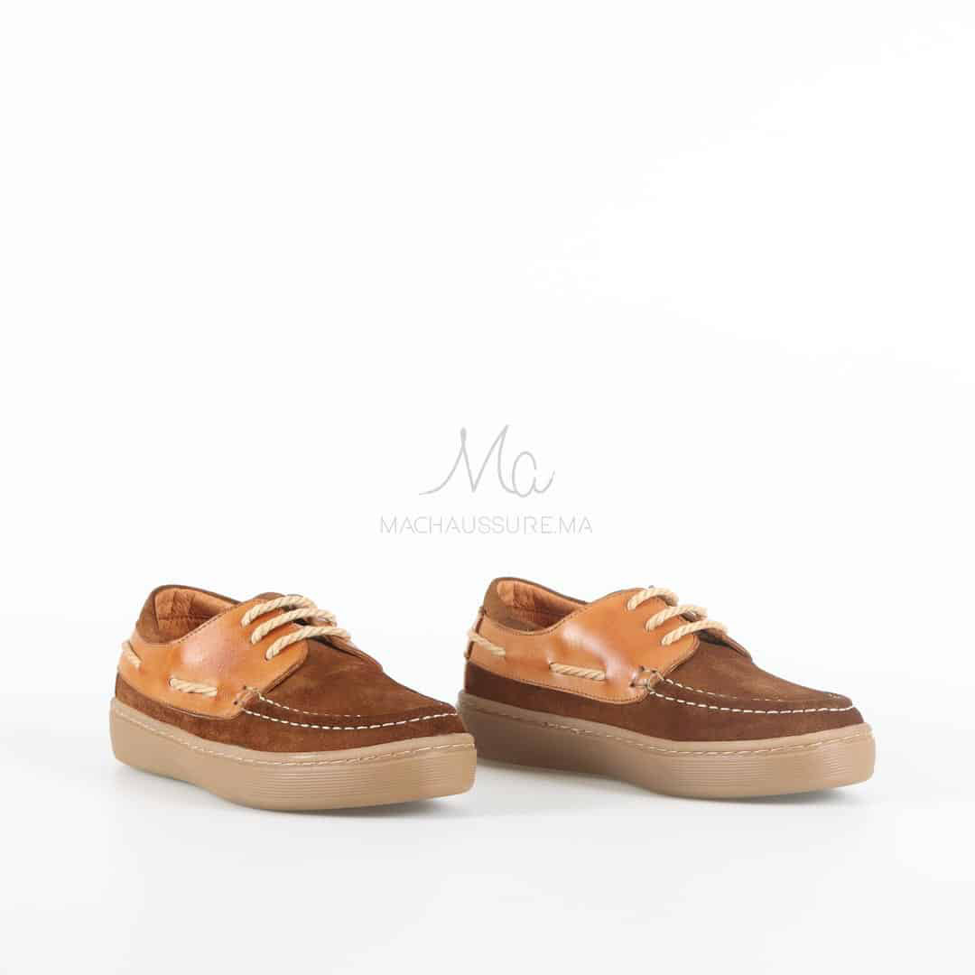 JERSEY - Mocassins en Daim Enfant en Tabac.