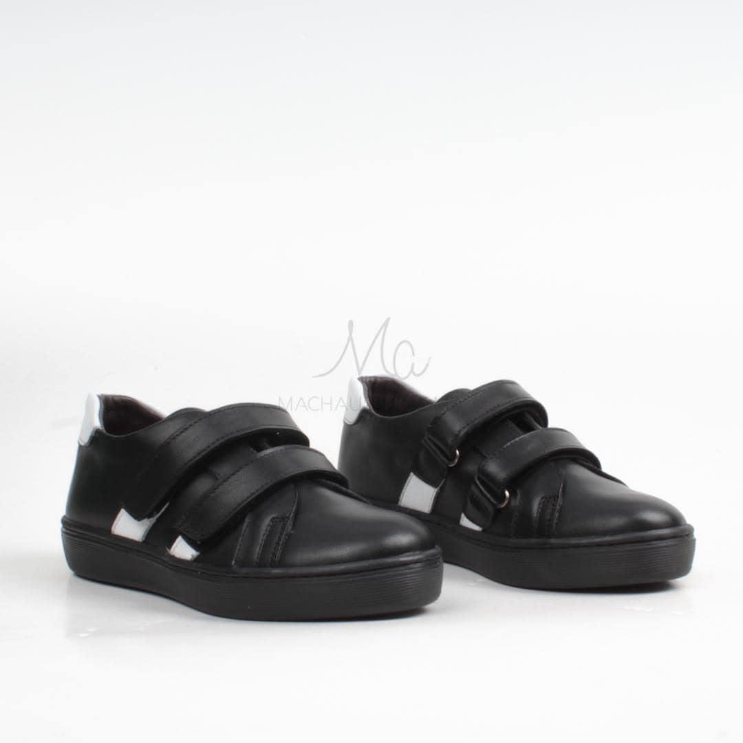 Velcro - Baskets Enfants Noir.