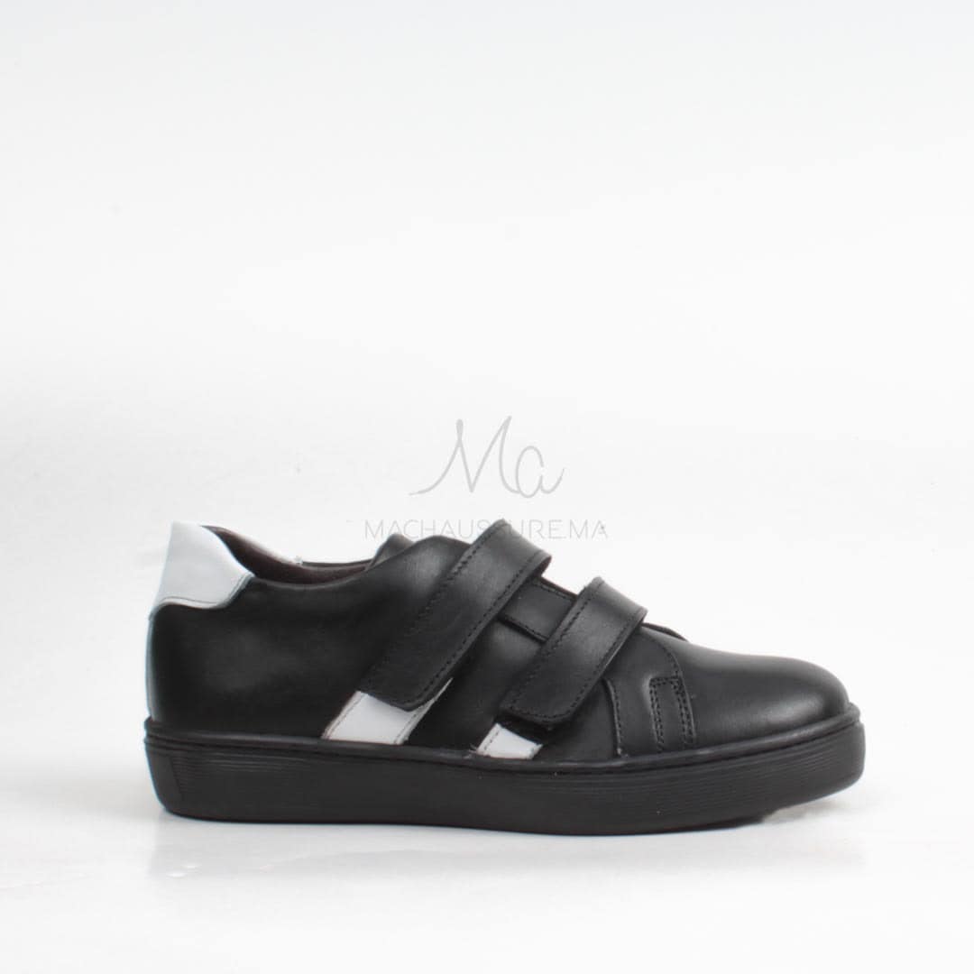 Velcro - Baskets Enfants Noir.