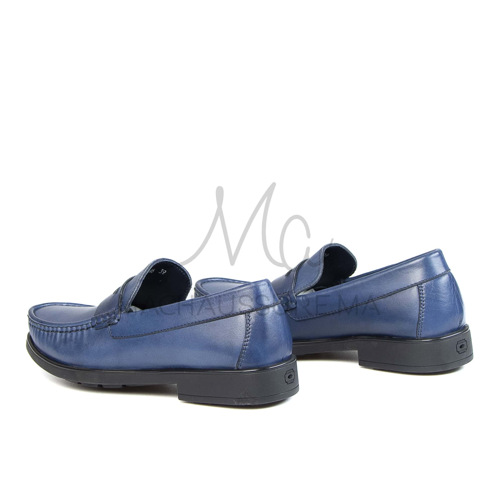 COLLEGE – Mocassins hommes 100% CUIR en Bleu.