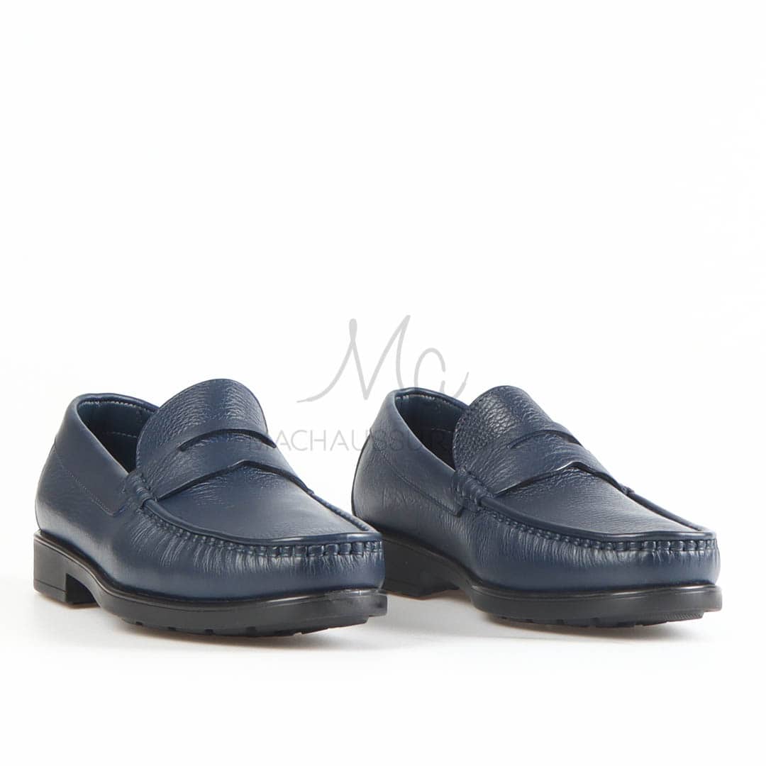 COLLEGE – Mocassins hommes 100% CUIR en Bleu Marine.