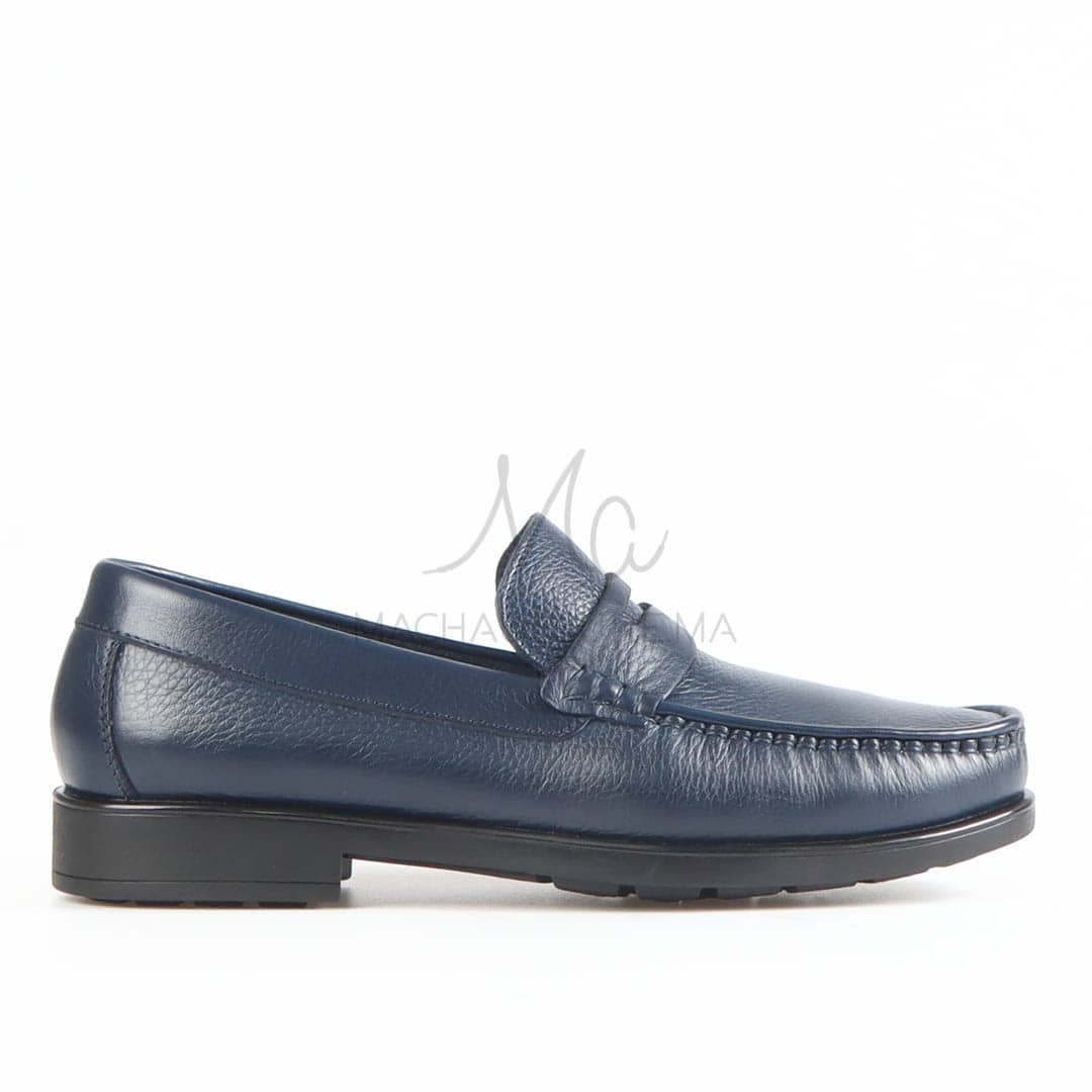 COLLEGE – Mocassins hommes 100% CUIR en Bleu Marine.
