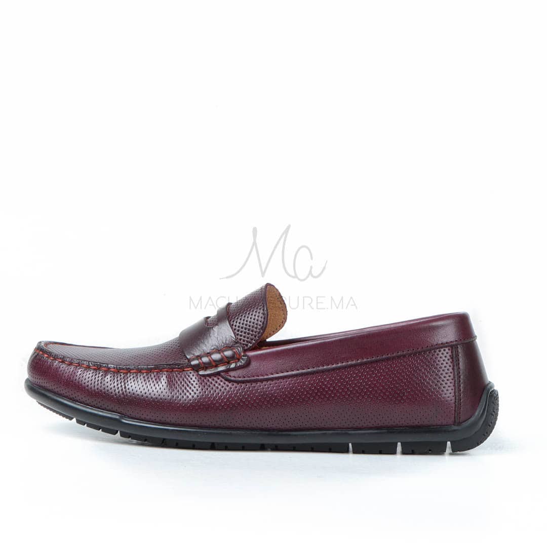 CORYDALLOS - Mocassins ultras confortable 100% Cuir en Grenat.