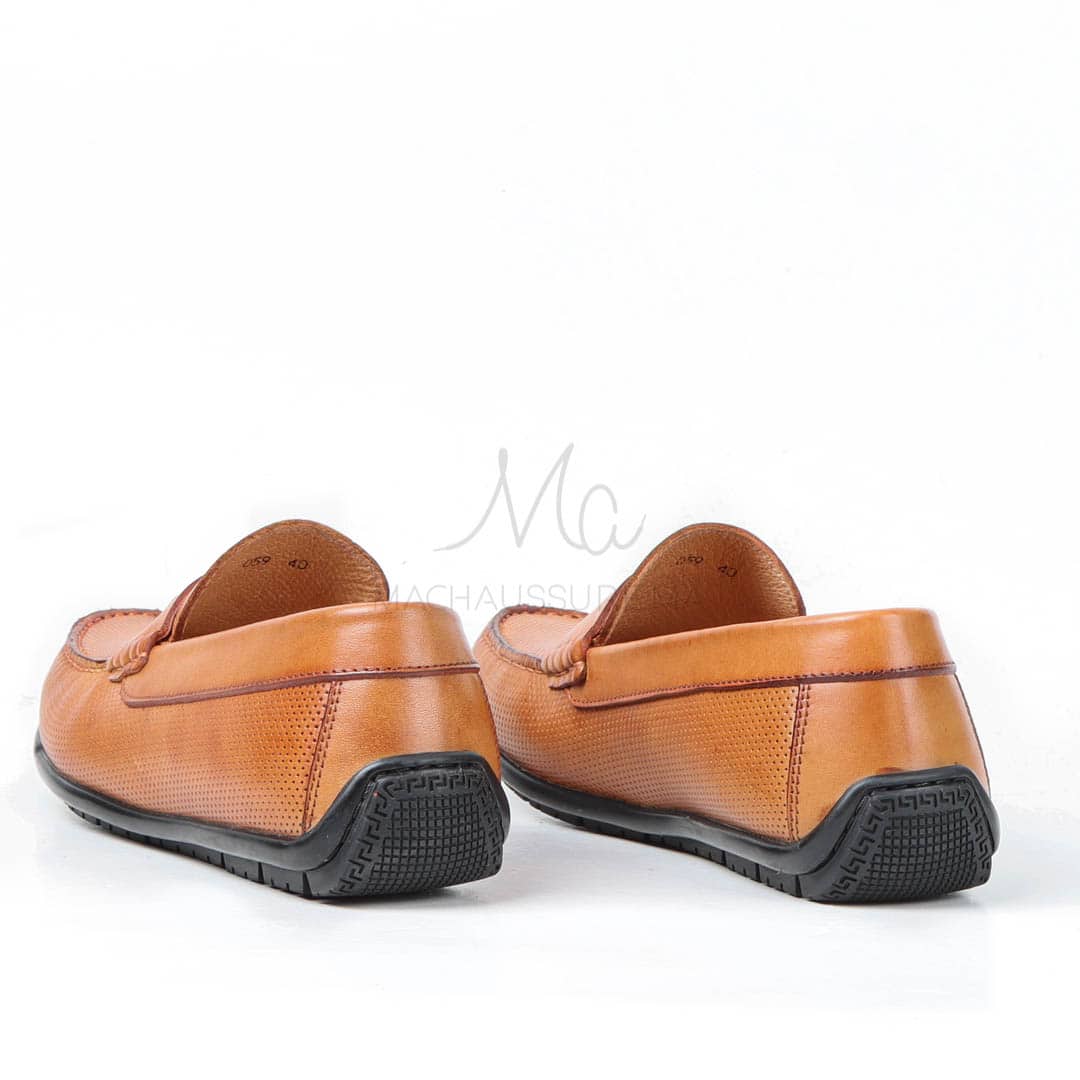 CORYDALLOS - Mocassins ultras confortable 100% Cuir en Tabac.
