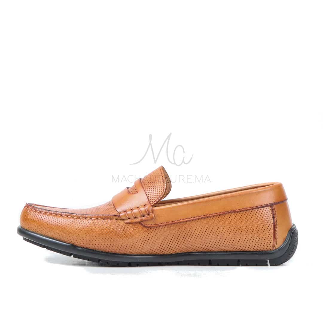 CORYDALLOS - Mocassins ultras confortable 100% Cuir en Tabac.
