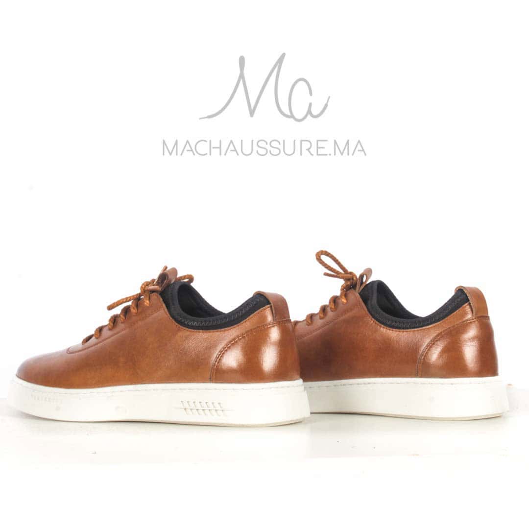 Baskets Basses en cuir - Tabac.