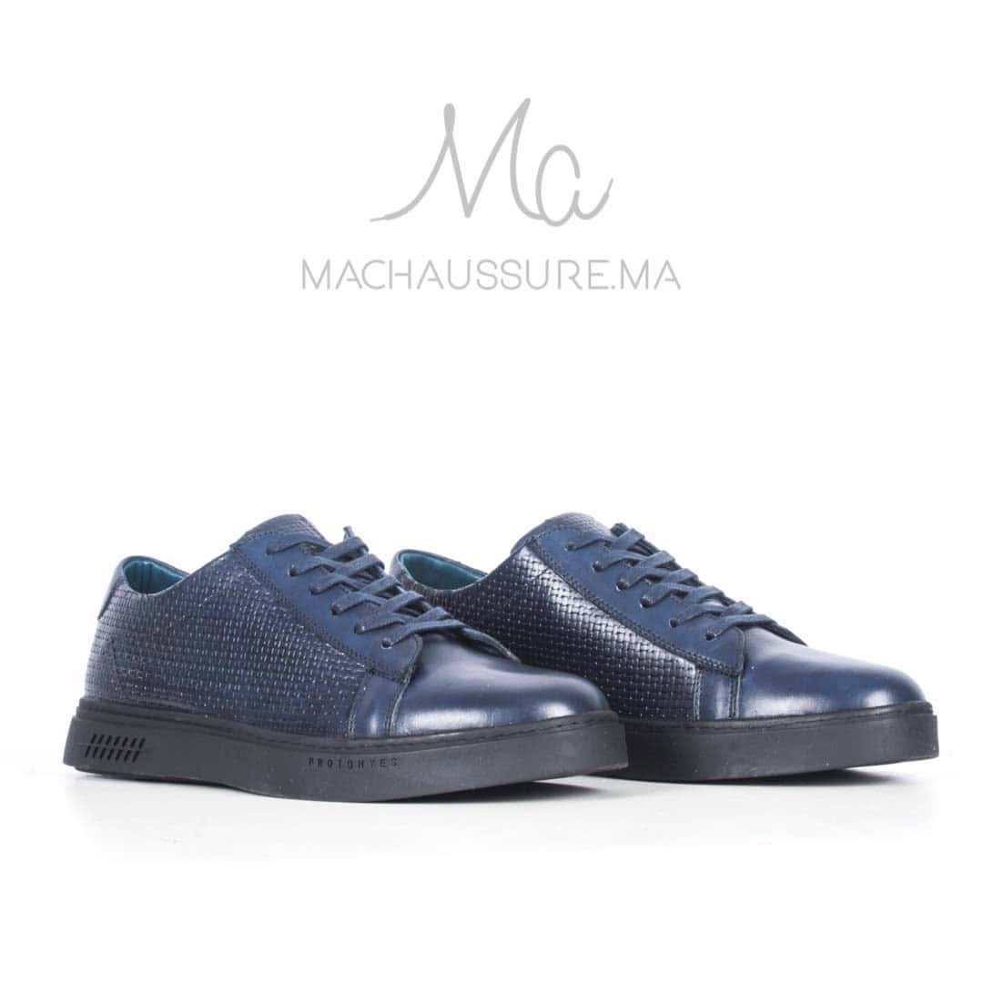 Dillon Baskets Basses en cuir - Bleu.