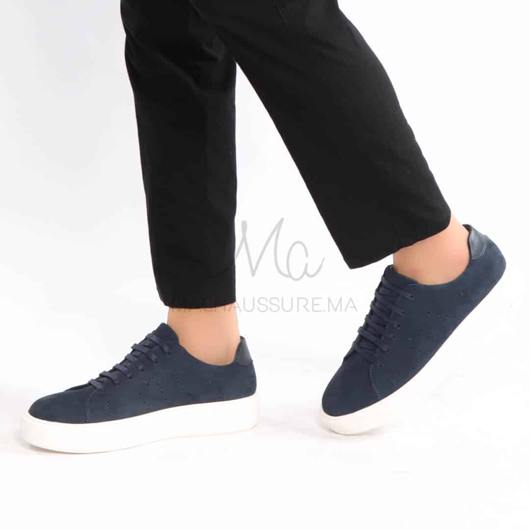 Renato - Baskets Hommes 100% Cuir en Bleu.