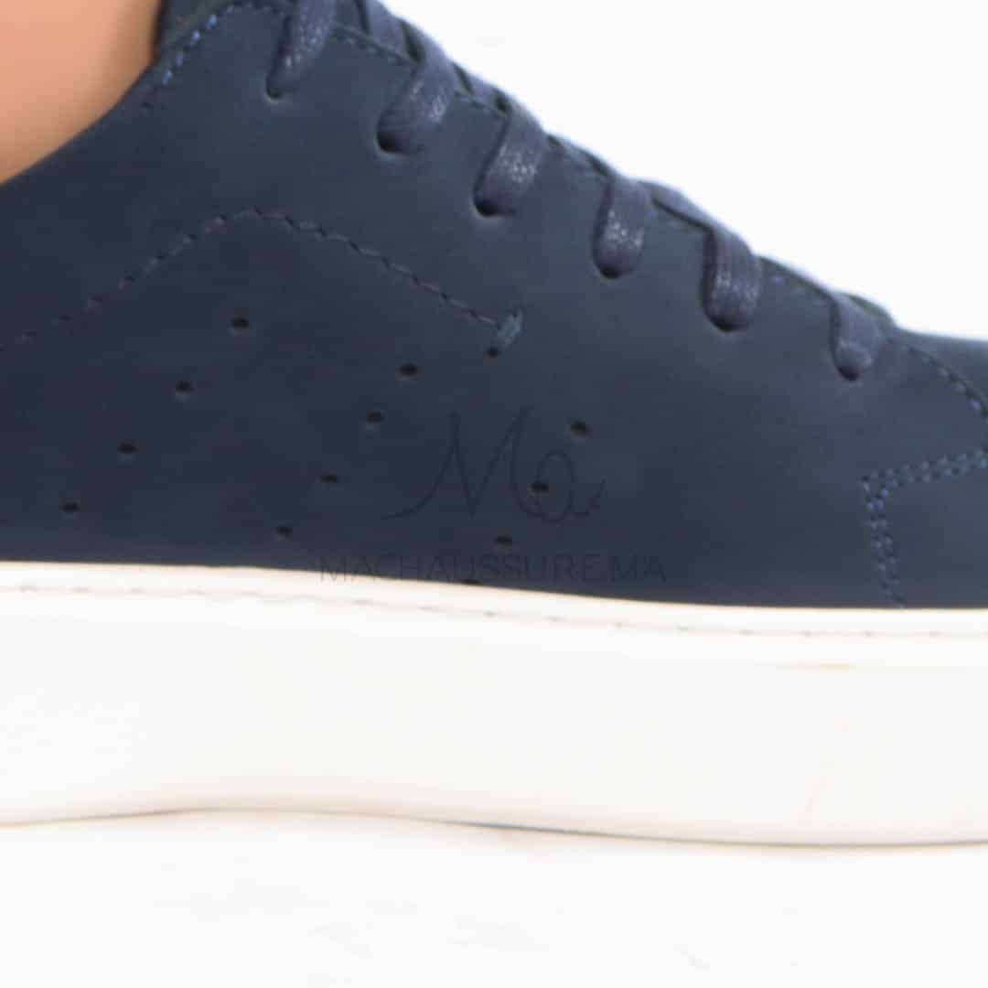Renato - Baskets Hommes 100% Cuir en Bleu.