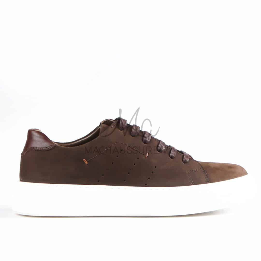 Renato - Baskets Hommes 100% Cuir en Marron.