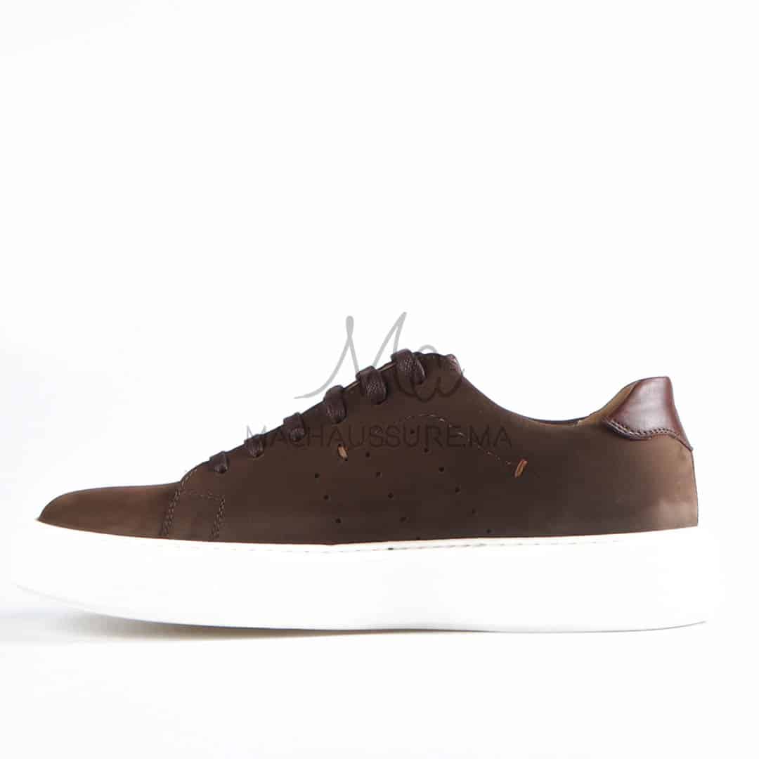 Renato - Baskets Hommes 100% Cuir en Marron.