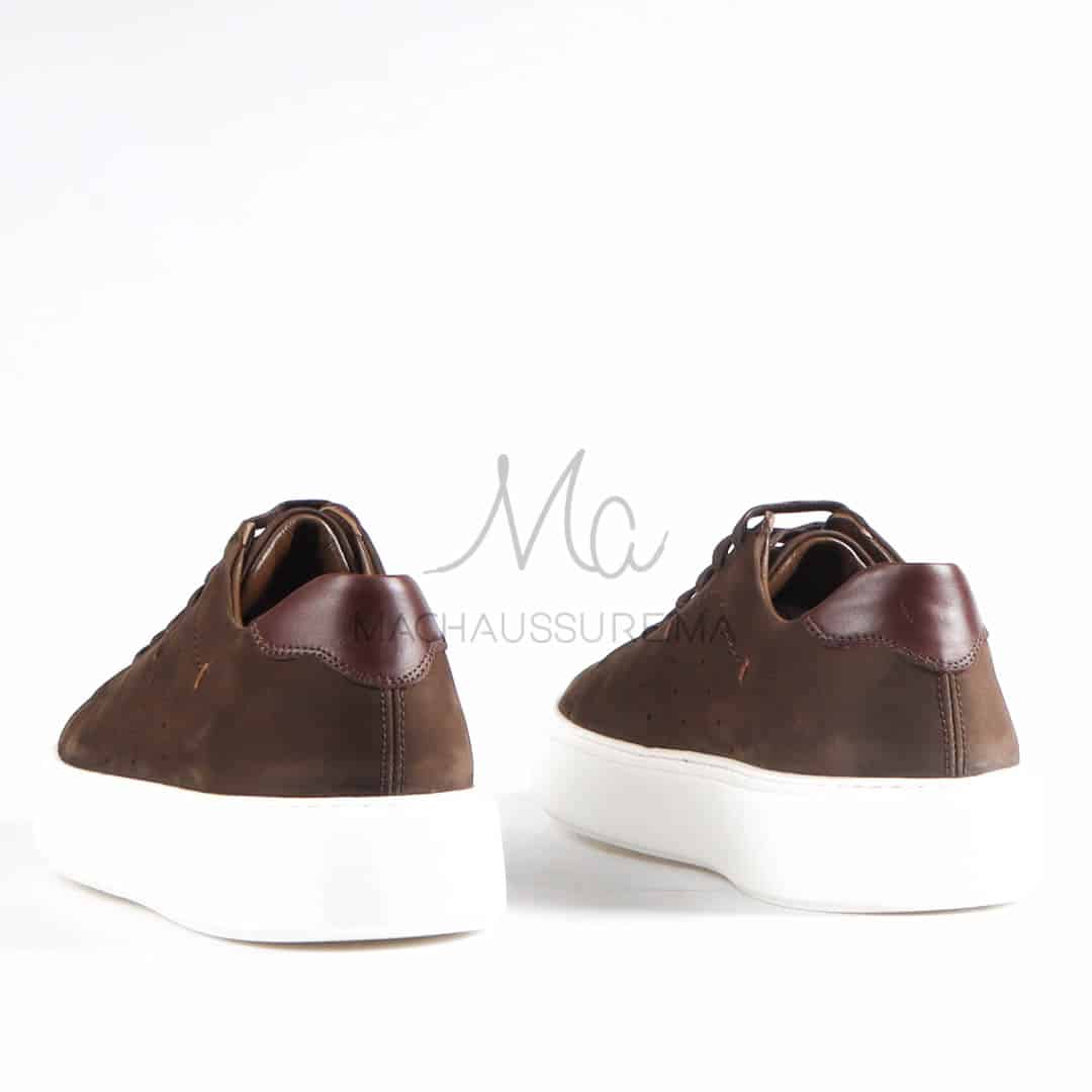 Renato - Baskets Hommes 100% Cuir en Marron.