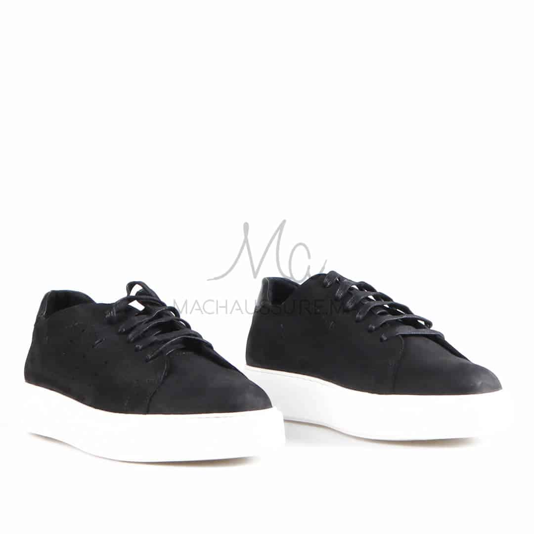 Renato - Baskets Hommes 100% Cuir en Noir.
