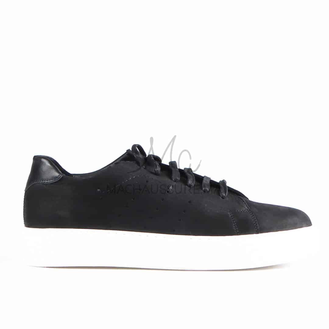 Renato - Baskets Hommes 100% Cuir en Noir.
