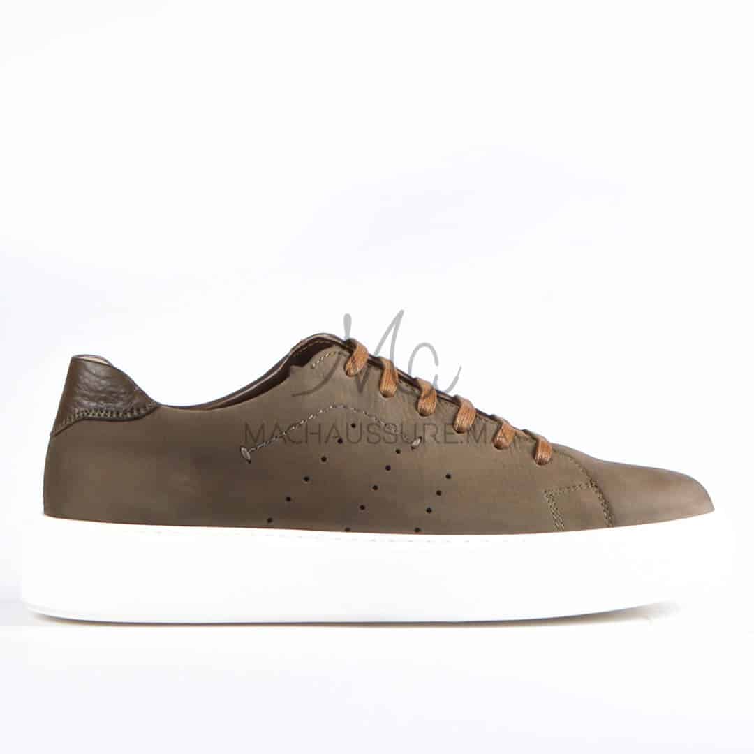 Renato - Baskets Hommes 100% Cuir en Vert.