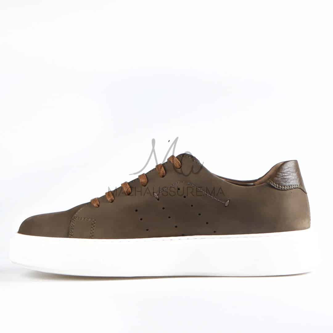 Renato - Baskets Hommes 100% Cuir en Vert.