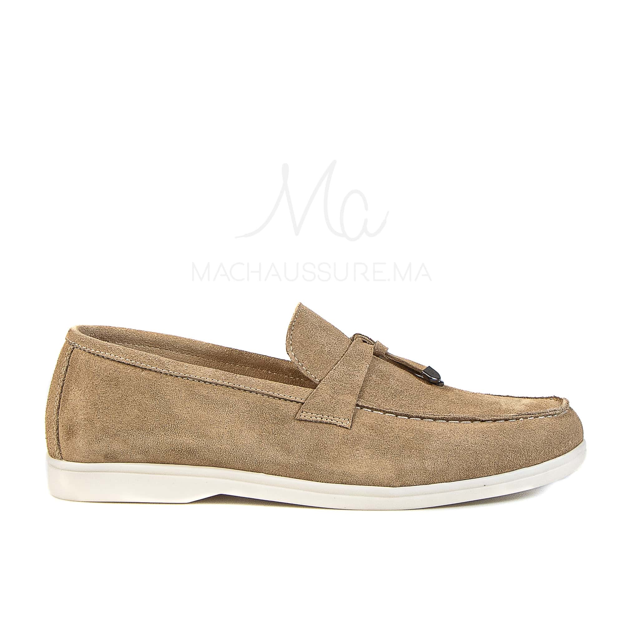 OPERA - Mocassins 100 % Daim Beige.