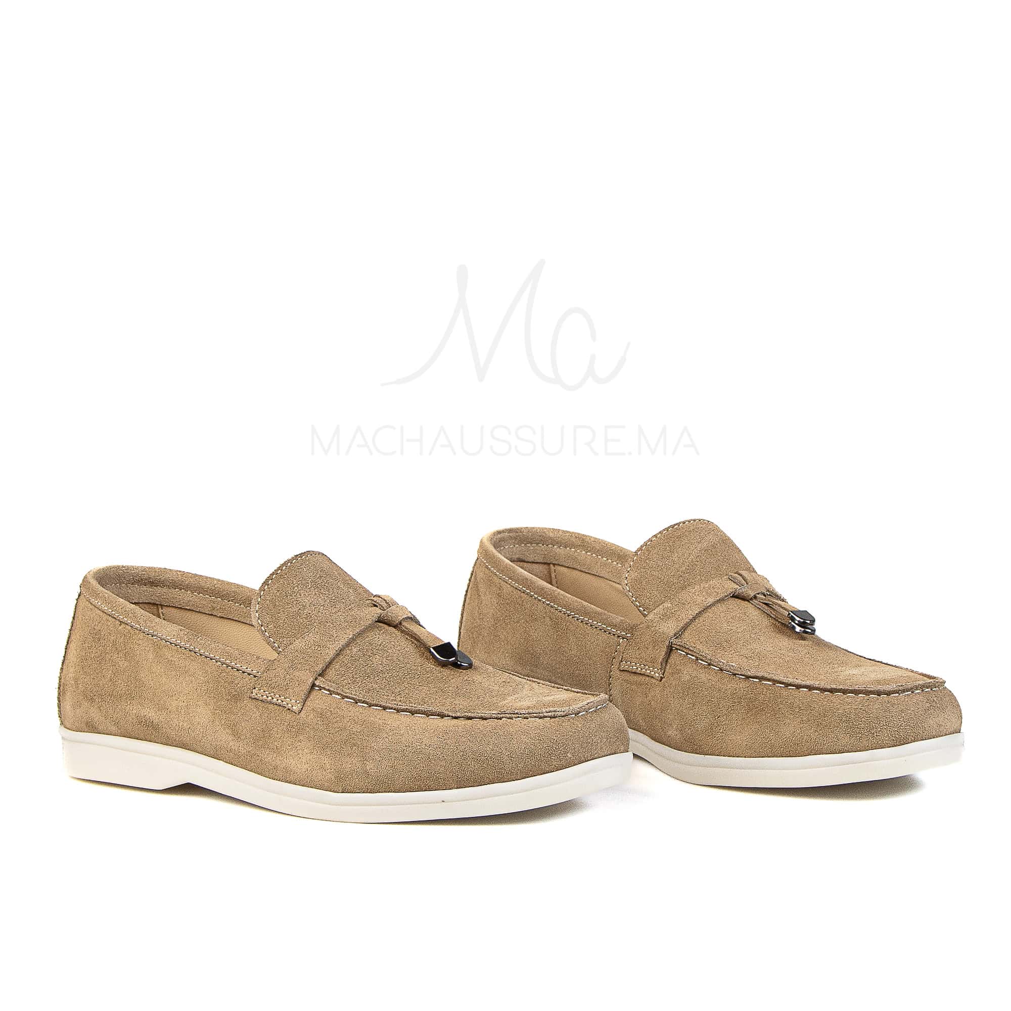 OPERA - Mocassins 100 % Daim Beige.