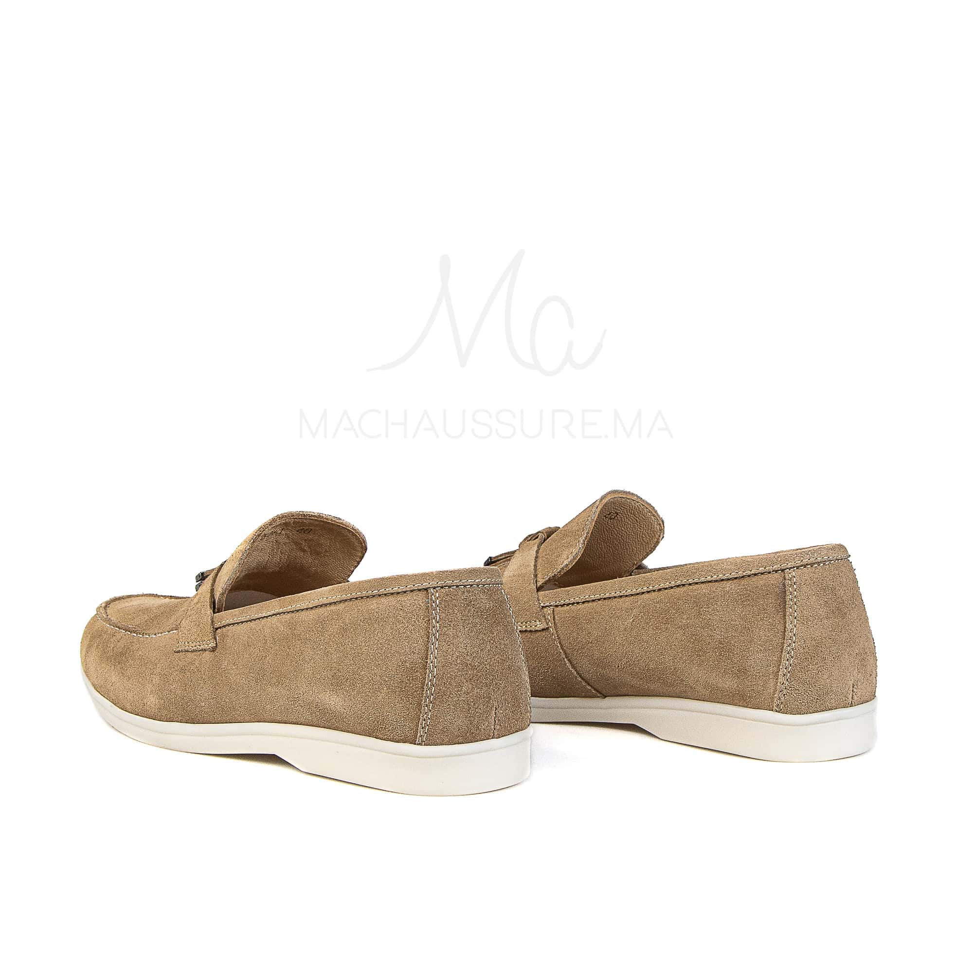 OPERA - Mocassins 100 % Daim Beige.