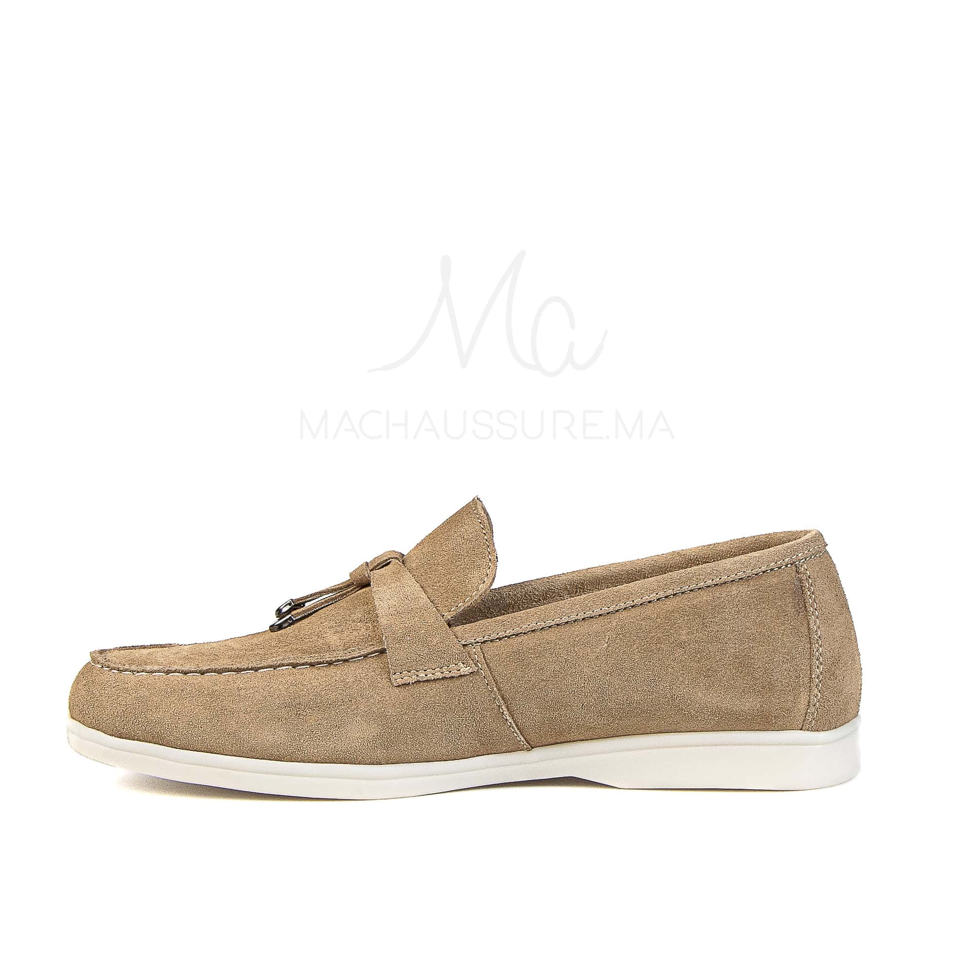 OPERA - Mocassins 100 % Daim Beige.