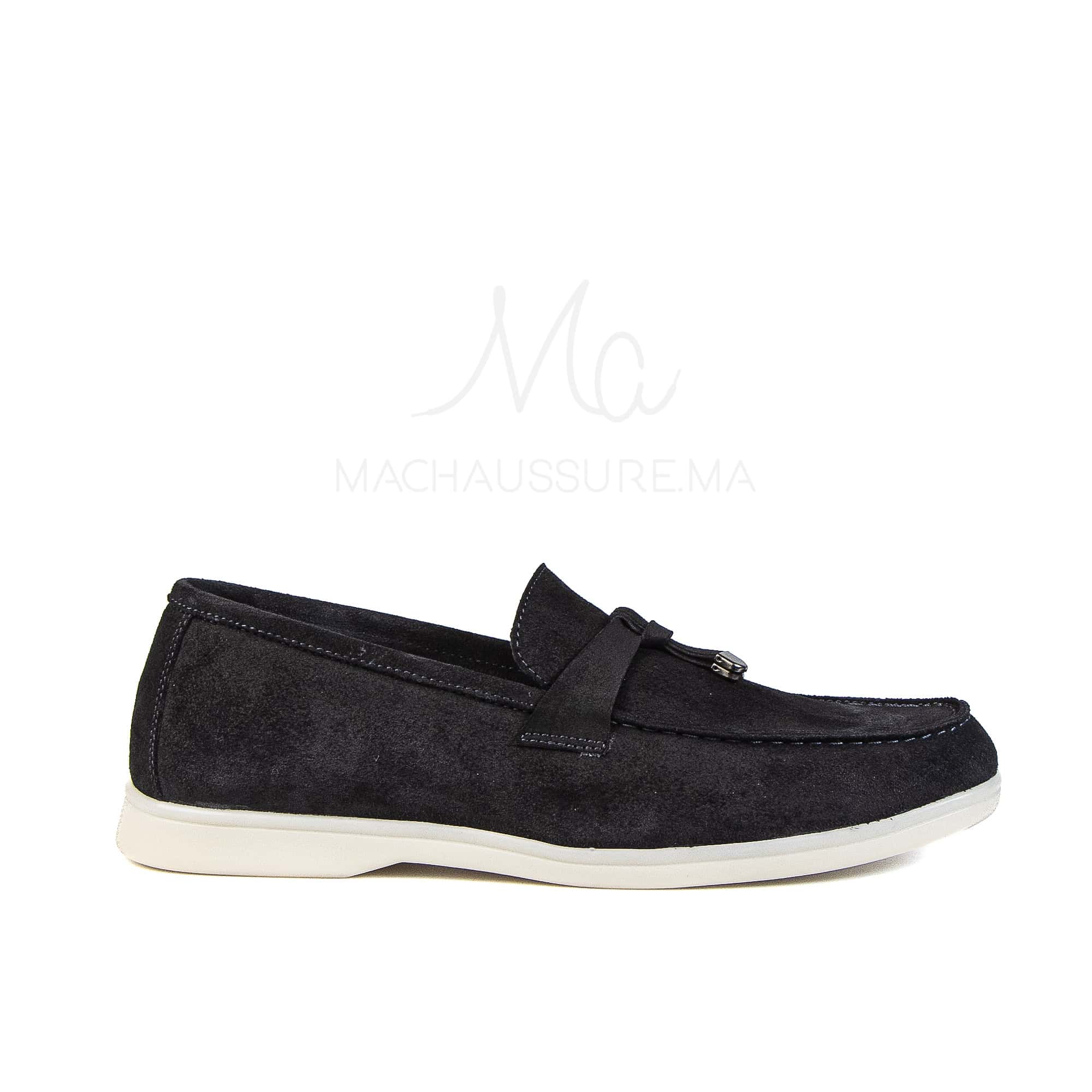 OPERA - Mocassins 100 % Daim bleu.