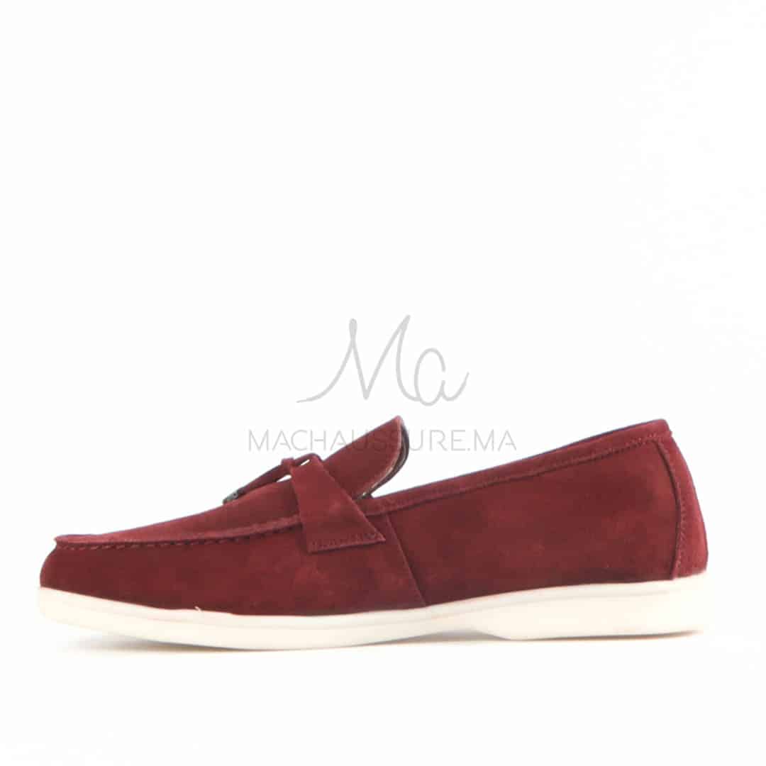 OPERA - Mocassins 100 % Daim grenat.