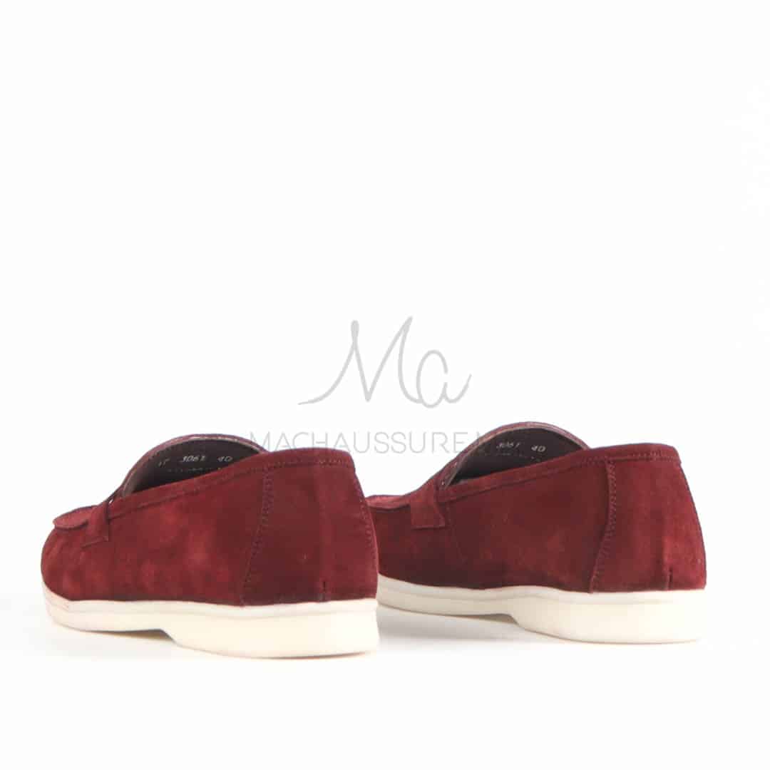 OPERA - Mocassins 100 % Daim grenat.