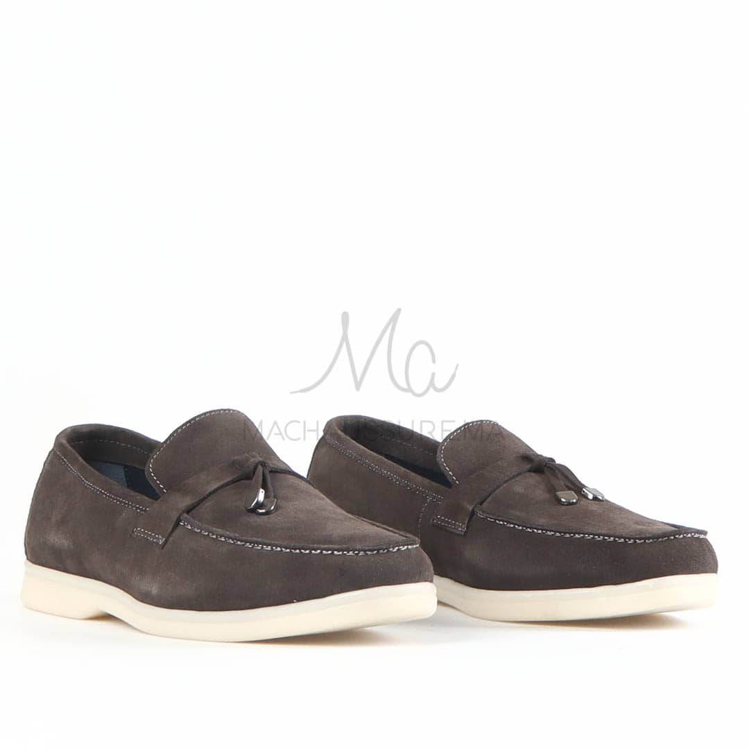 OPERA - Mocassins 100 % Daim Gris.