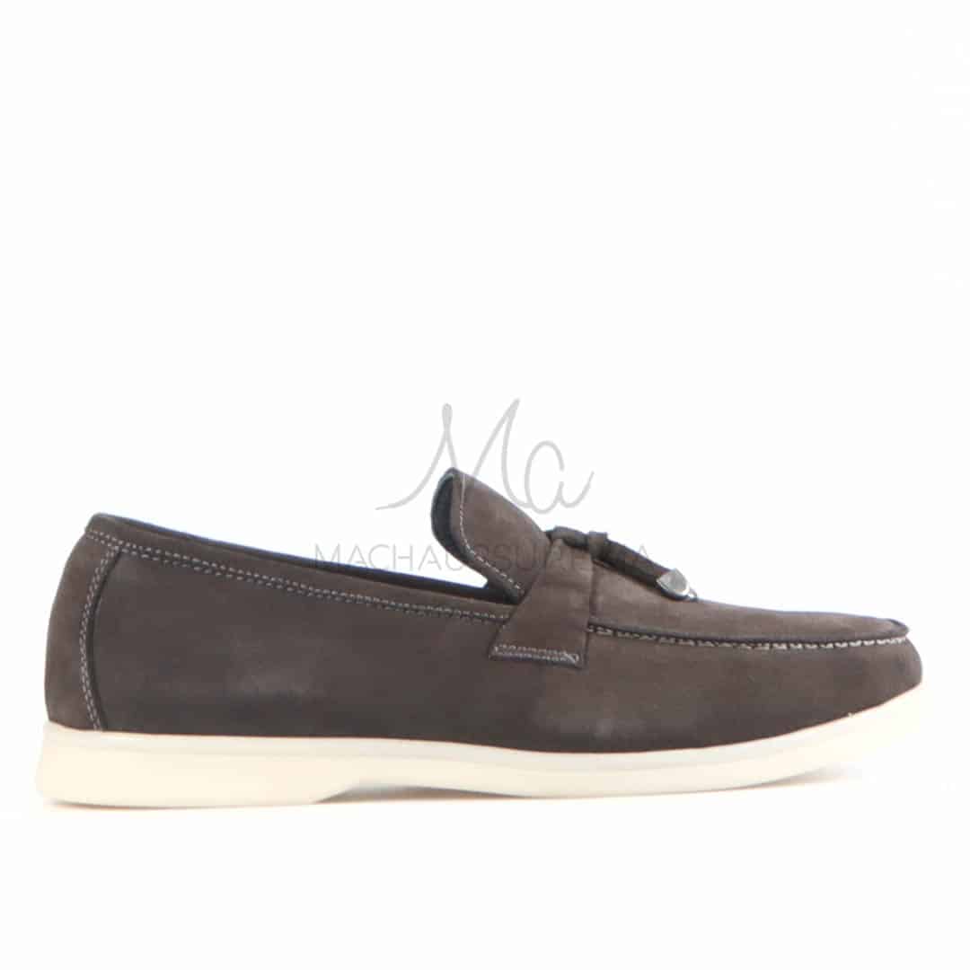 OPERA - Mocassins 100 % Daim Gris.