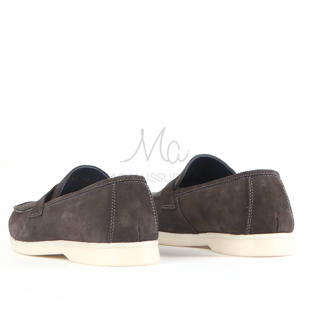 OPERA - Mocassins 100 % Daim Gris.