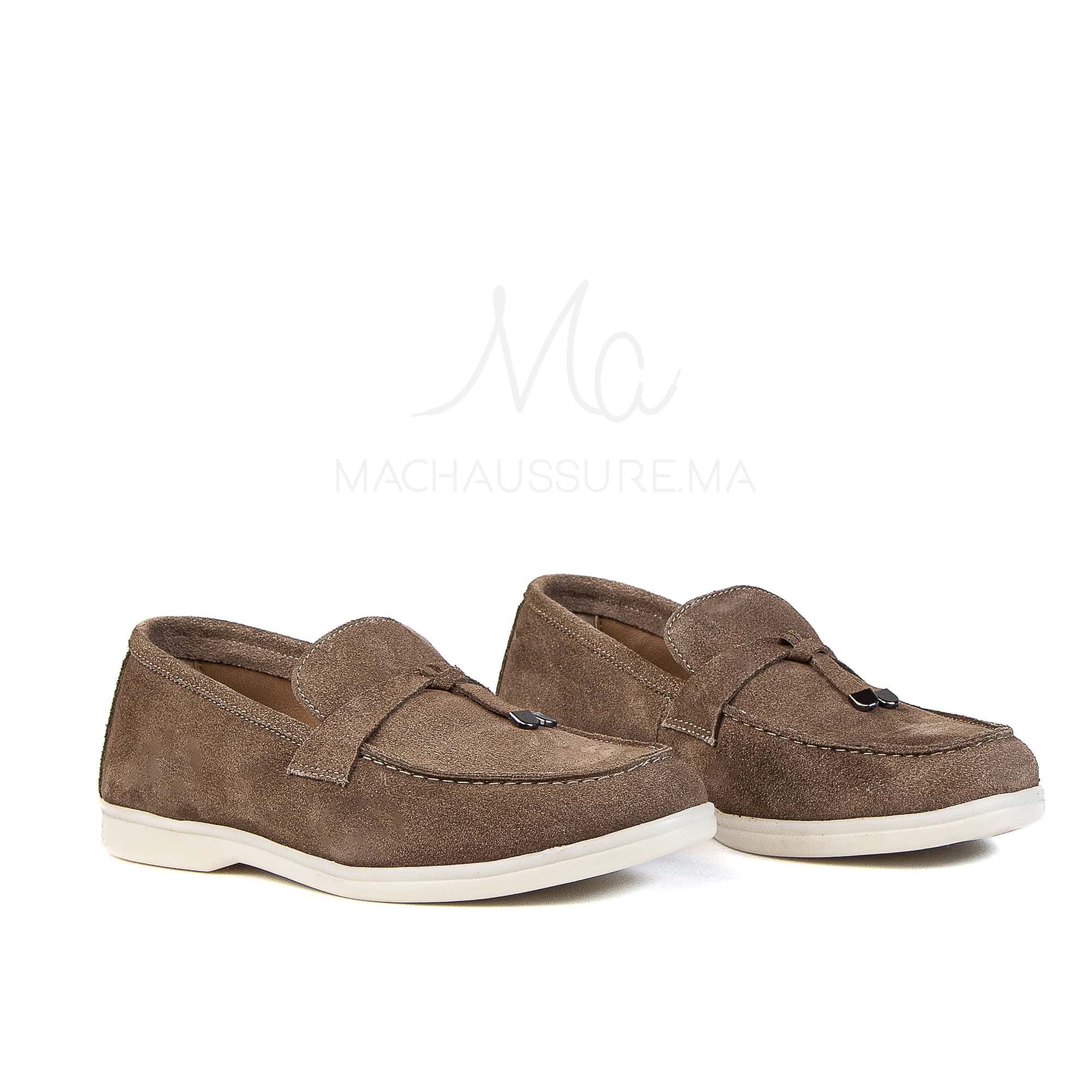 OPERA - Mocassins 100 % Daim Kaki.